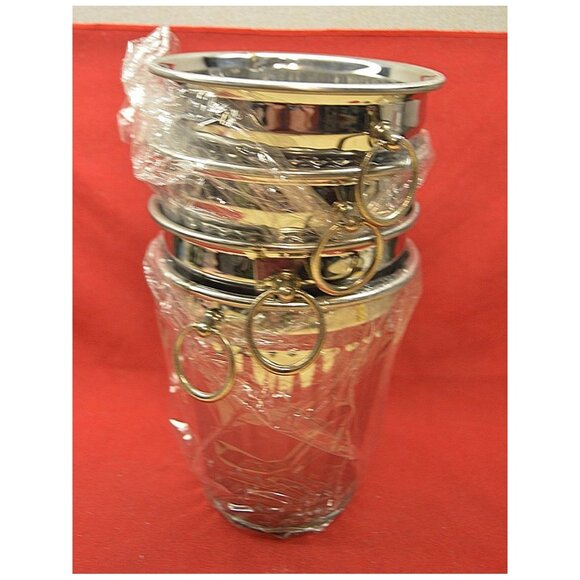 Lot of 4 Polished Metal Buckets Planters Vases Hobby Lobby Spring Shop ~5-3/4"d - Picture 2 of 5